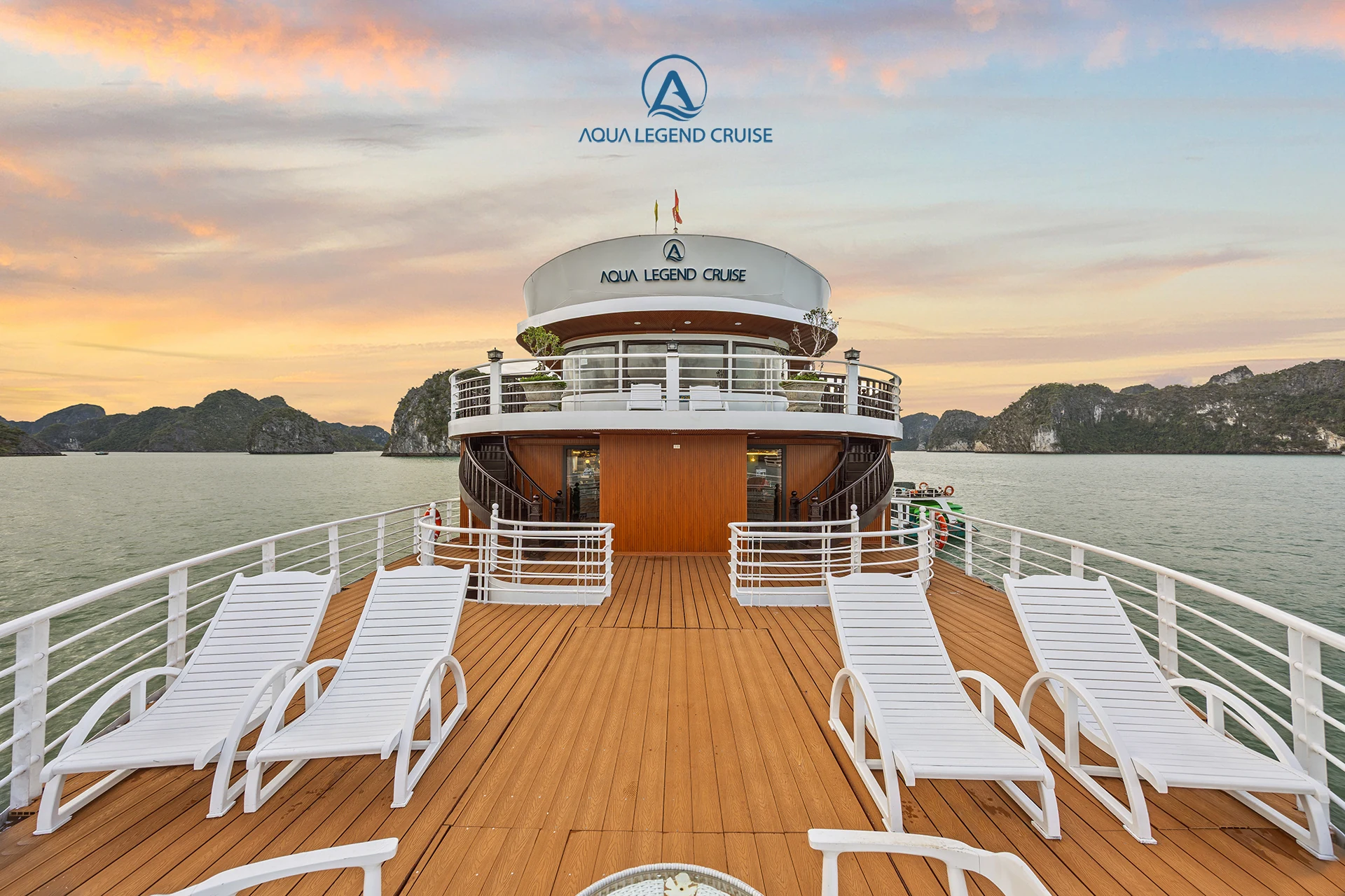 Sun loungers on the Aqua Legend sundeck