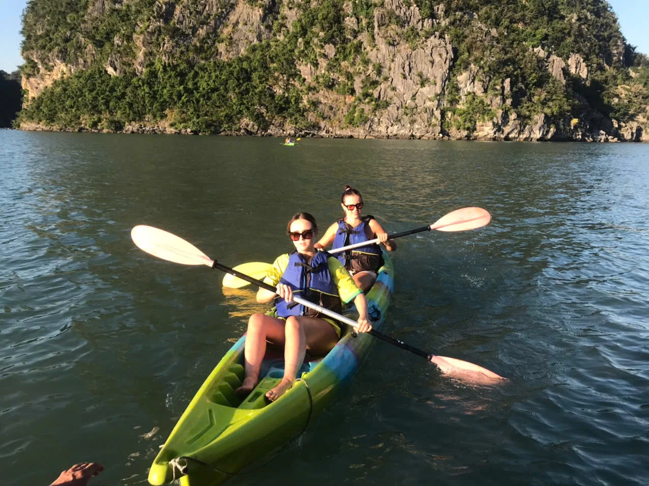 Guests kayaking from Aqua Luxury Cruise
